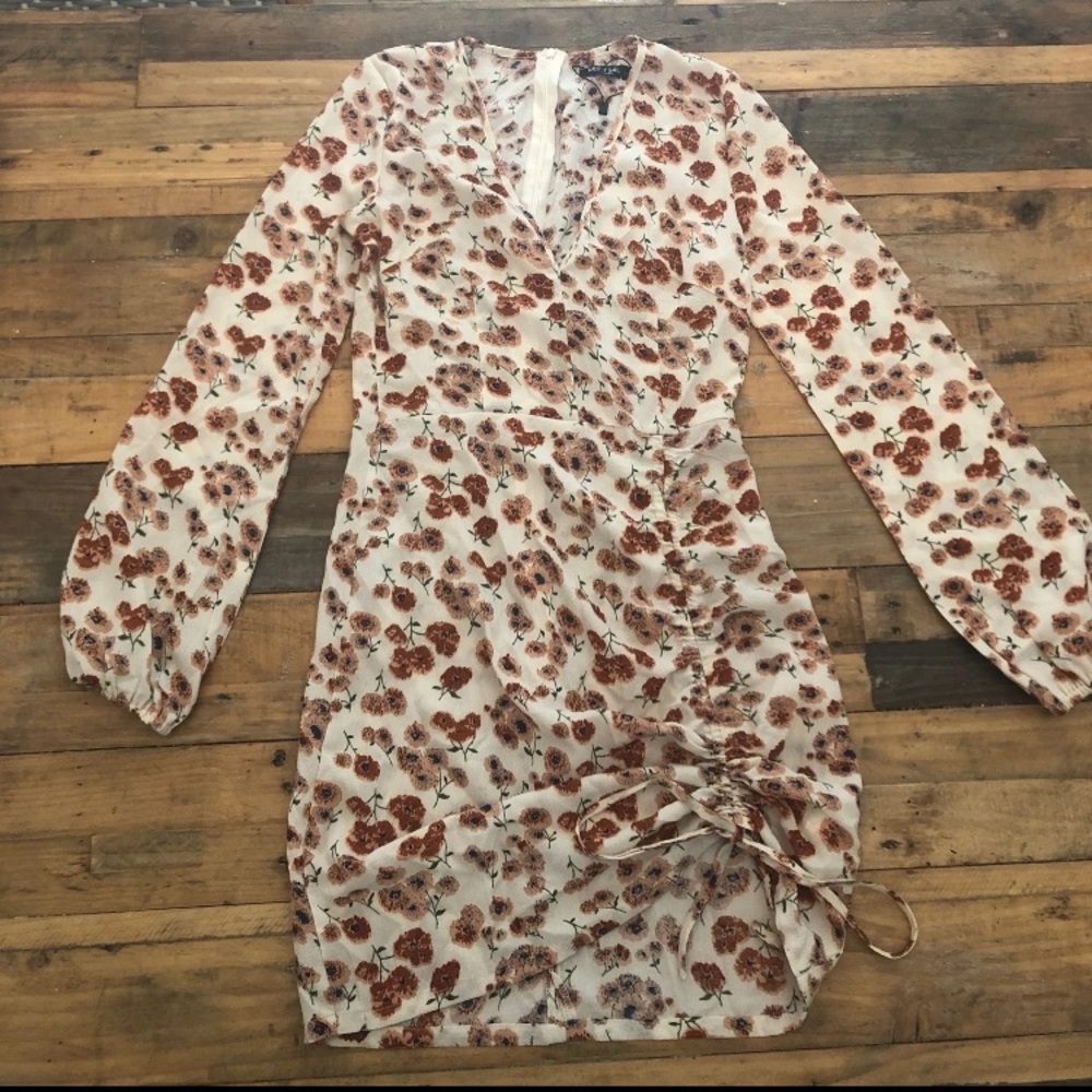 Nasty Gal burnt orange floral print dress size 2